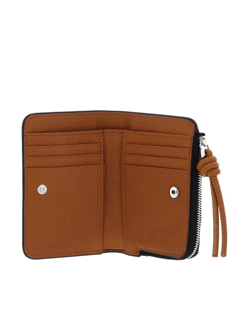 MYRTHA MAXI LOG Portefeuille en cuir à fermeture éclair de taille moyenne noir/cuir - Portefeuilles Femme