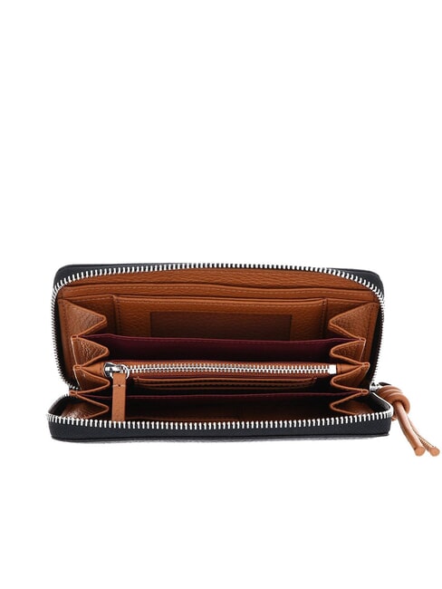 MYRTHA MAXI LOG Grand portefeuille en cuir zippé noir/cuir - Sacs pour Femme