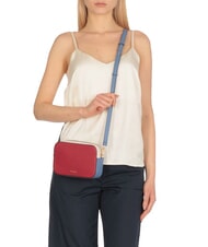 COCCINELLE TEBE TRICOLOR Mini sac bandouli&egrave;re en cuir martel&eacute; sang/blanc/bleu - Sacs pour Femme - 4