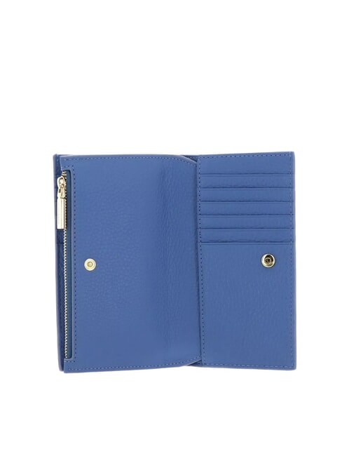 METALLIC SOFT Portefeuille moyen en cuir martel&eacute; bleu - Portefeuilles Femme