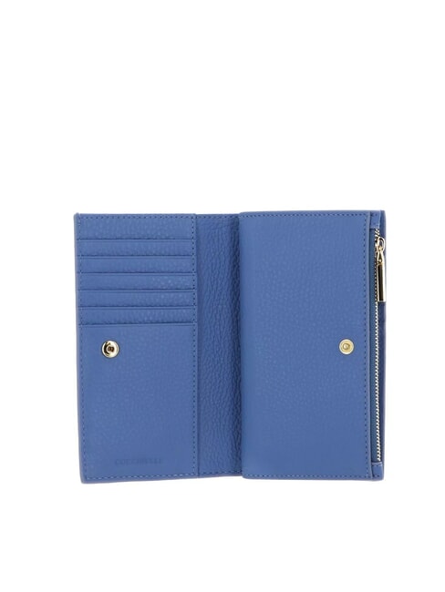 METALLIC SOFT Portefeuille moyen en cuir martel&eacute; bleu - Portefeuilles Femme
