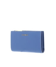 COCCINELLE METALLIC SOFT Portefeuille moyen en cuir martel&eacute; bleu - Portefeuilles Femme - 4