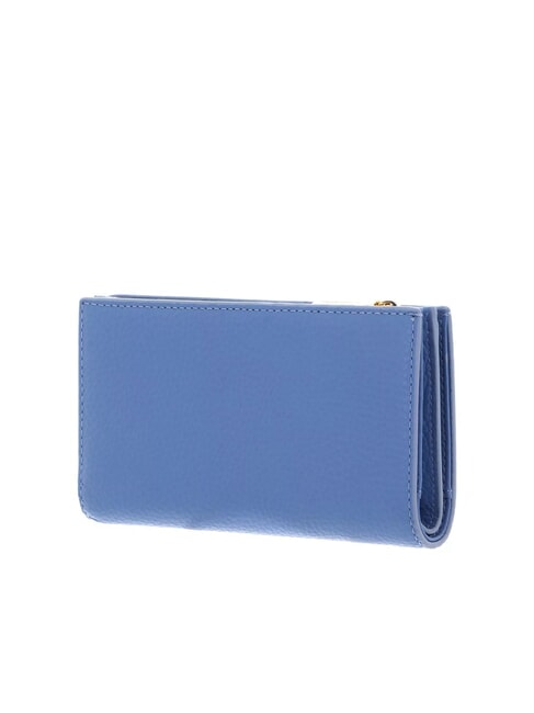 METALLIC SOFT Portefeuille moyen en cuir martel&eacute; bleu - Portefeuilles Femme