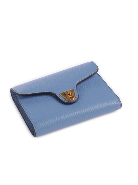BEAT SOFT Portefeuille moyen en cuir martelé bleu - Portefeuilles Femme