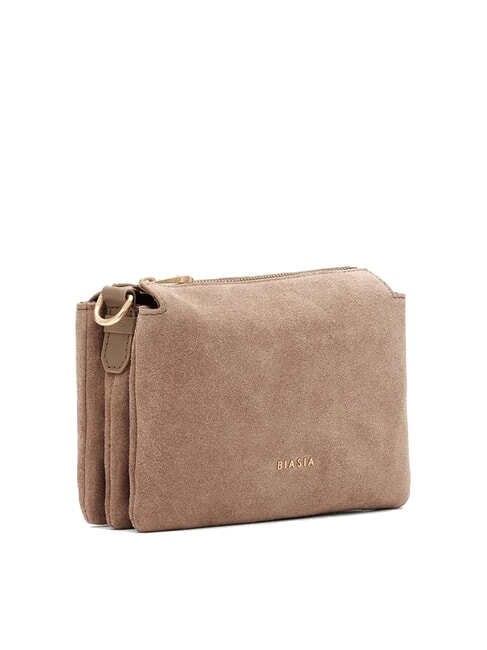 FEATHER SMALL Petit sac à bandoulière en cuir suédé taupe - Sacs pour Femme