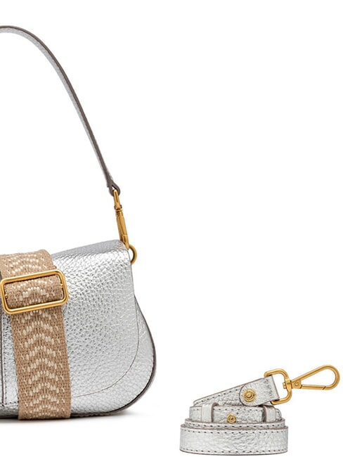 HELENA ROUND Sac en cuir avec double bandoulière argent - Sacs pour Femme