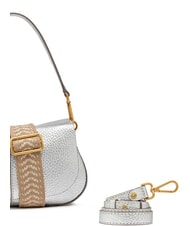 GIANNI CHIARINI HELENA ROUND Sac en cuir avec double bandoulière argent - Sacs pour Femme - 4