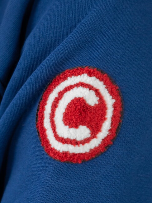 MODISH Sweat-shirt &agrave; col rond avec patch jean bleu - Pulls molletonn&eacute;s