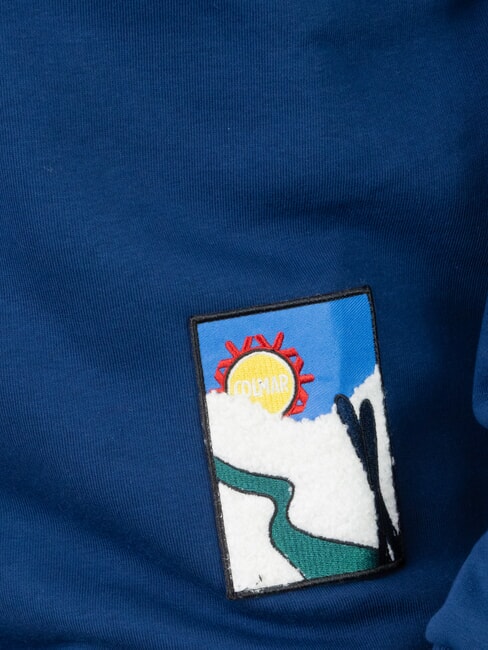 MODISH Sweat-shirt &agrave; col rond avec patch jean bleu - Pulls molletonn&eacute;s
