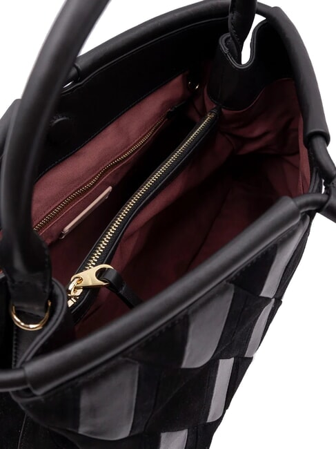 LISBET GEOMETRIC PATCH Sac &agrave; main en cuir avec bandouli&egrave;re Noir - Sacs pour Femme