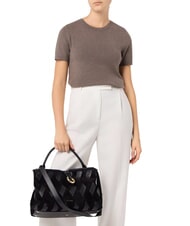 COCCINELLE LISBET GEOMETRIC PATCH Sac &agrave; main en cuir avec bandouli&egrave;re Noir - Sacs pour Femme - 5