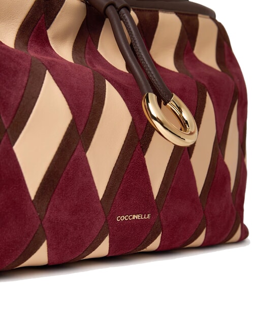 LISBET GEOMETRIC PATCH Sac à main en cuir avec bandoulière multigroseille/brun - Sacs pour Femme