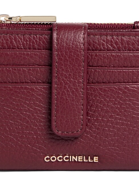 METALLIC SOFT Mini portefeuille en cuir groseille - Portefeuilles Femme