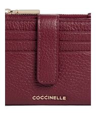 COCCINELLE METALLIC SOFT Mini portefeuille en cuir groseille - Portefeuilles Femme - 3