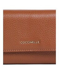 COCCINELLE METALLIC SOFT Portefeuille à deux volets en cuir martelé Cognac - Portefeuilles Femme - 3