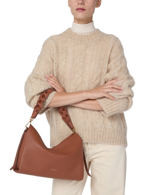 BOHEME GRANA DOUBLE Sac &agrave; main, avec bandouli&egrave;re, en cuir cognac/noir - Sacs pour Femme