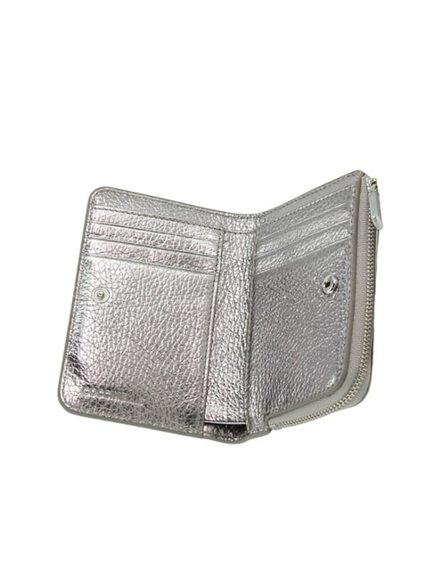 METALLIC SOFT Petit portefeuille en cuir acier - Portefeuilles Femme