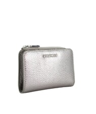 COCCINELLE METALLIC SOFT Petit portefeuille en cuir acier - Portefeuilles Femme - 3