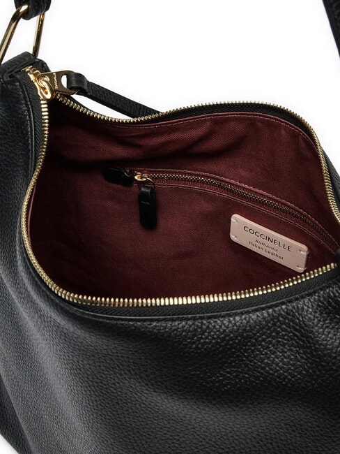 MALORY Sac bandoulière en cuir martelé Noir - Sacs pour Femme