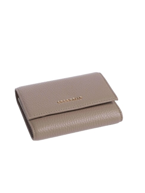 METALLIC SOFT  Petit portefeuille en cuir taupe chaud - Portefeuilles Femme
