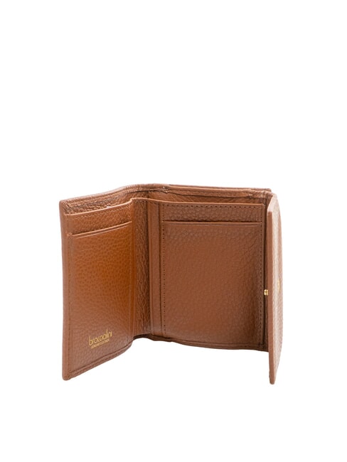 BASIC Portefeuille compact en cuir marron - Portefeuilles Femme