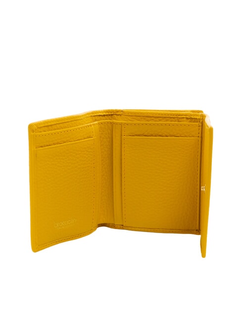 BASIC Portefeuille compact en cuir jaune - Portefeuilles Femme