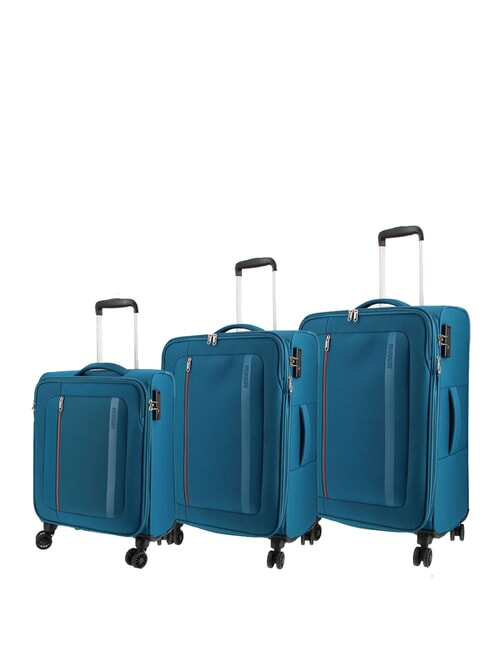 BLAZING RIDE Ensemble de 3 valises à roulettes + sac de voyage + 2 sacs à dos + 2 trousses de beauté turquoise/orange - Ensemble Valises
