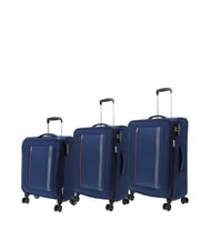 AMERICAN TOURISTER BLAZING RIDE Ensemble de 3 valises à roulettes + sac de voyage + 2 sacs à dos + 2 trousses de beauté bleu marine/orange - Ensemble Valises - 2