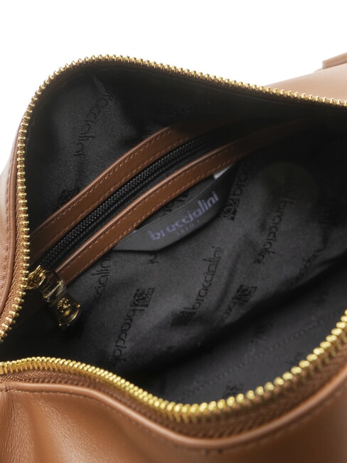 GRETA Sac cartable en cuir avec bandoulière marron - Sacs pour Femme