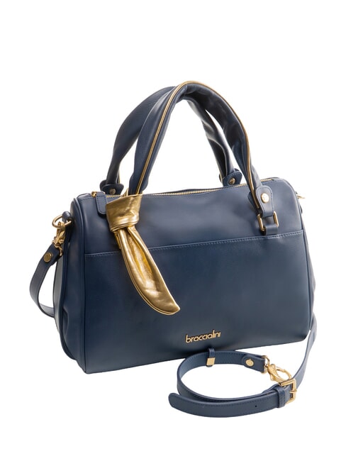 GRETA Sac cartable en cuir avec bandoulière bleu - Sacs pour Femme
