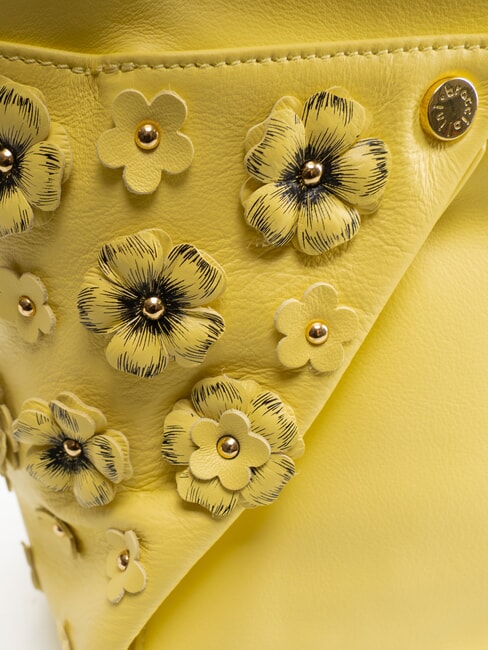 SOFIA Sac à main en cuir avec petites fleurs jaune - Sacs pour Femme