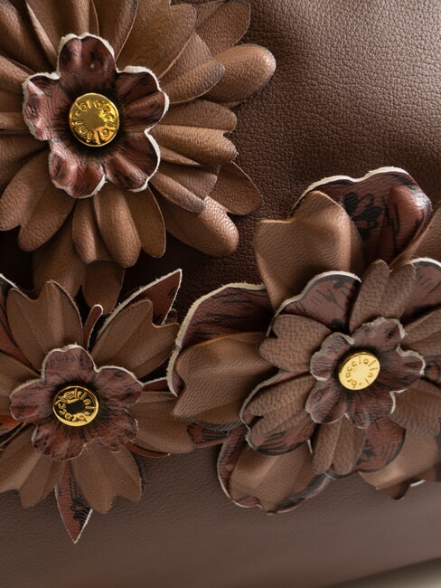 SARA Sac bandouli&egrave;re hobo en cuir &agrave; fleurs marron - Sacs pour Femme