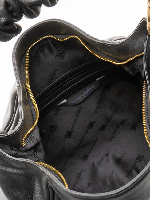 SARA Sac bandouli&egrave;re hobo en cuir &agrave; fleurs noir - Sacs pour Femme