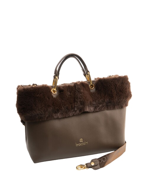 BETH FUR Sac &agrave; main avec pochette marron - Sacs pour Femme