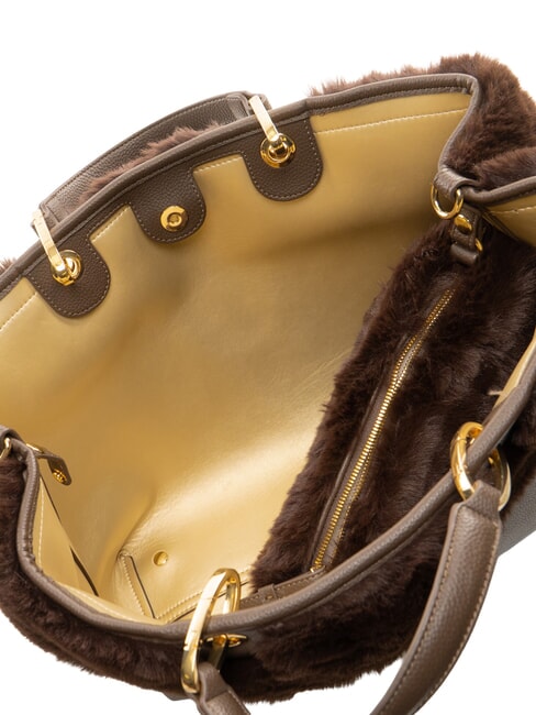 BETH FUR Sac &agrave; main avec pochette marron - Sacs pour Femme