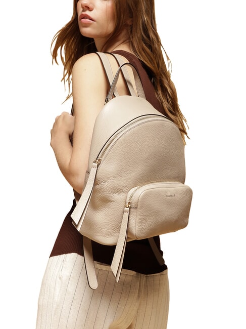 JEN Sac à dos rond en cuir avec poche taupe chaud - Sacs pour Femme