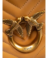PINKO LOVE CLICK MINI Sac en cuir nappa matelassé nougat-or antique - Sacs pour Femme - 4