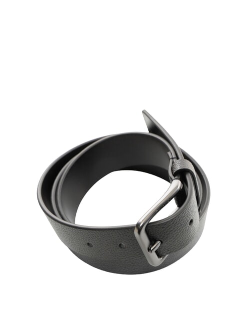 CASUAL PIN BUCKLE ceinture en cuir noir / gris anthracite mat - Ceintures