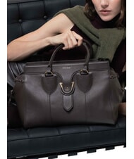 COCCINELLE YORK Sac à main en cuir avec boucle fondant marron - Sacs pour Femme - 4