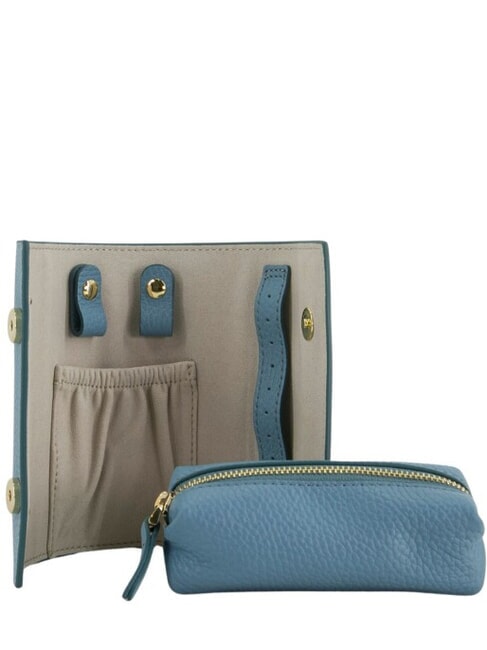 JEWELRY BOX pochette &agrave; bijoux en cuir bleu arctique - Pochettes & Trousses