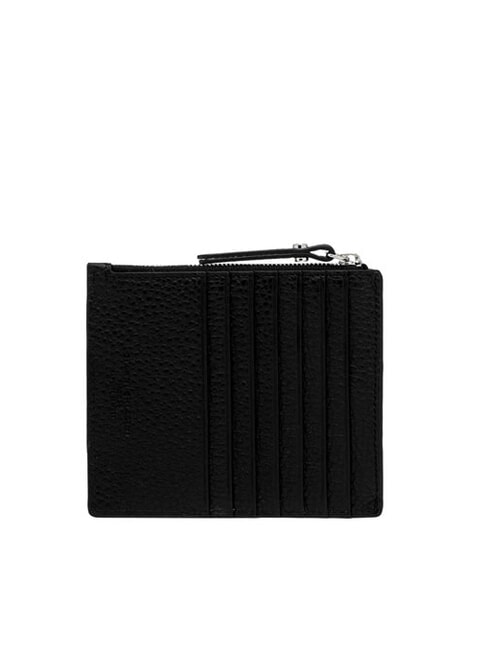 GRAIN Portefeuille plat en cuir avec zip Noir - Portefeuilles Femme