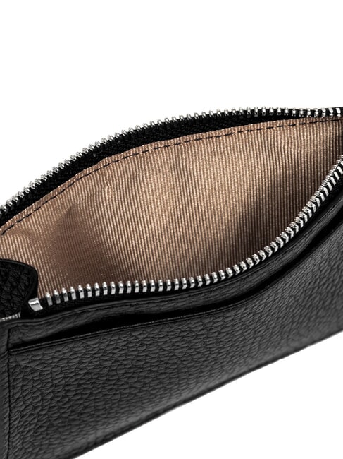 GRAIN Portefeuille plat en cuir avec zip Noir - Portefeuilles Femme