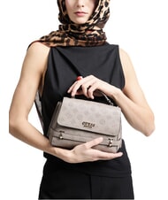 GUESS ZARELA Sac à main cartable logo taupe foncé - Sacs pour Femme - 3