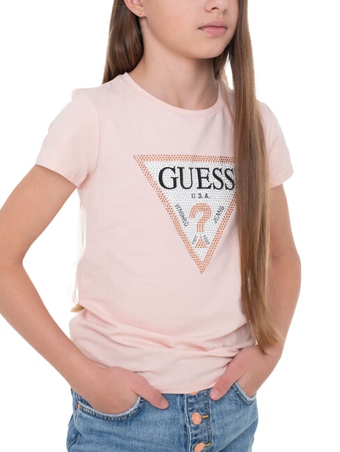 KIDS T-shirt à manches courtes avec strass rose doux - Tee-shirt enfant