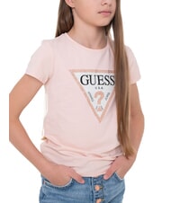 GUESS KIDS T-shirt à manches courtes avec strass rose doux - Tee-shirt enfant - 4