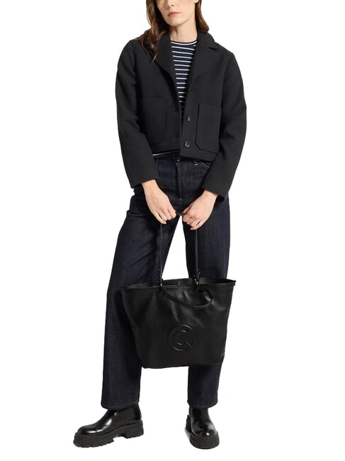 CALLISTO Sac shopping en cuir avec logo en relief Noir - Sacs pour Femme