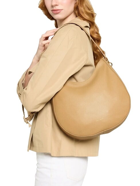 ALPHA Sac bandoulière en cuir martelé beige frais - Sacs pour Femme