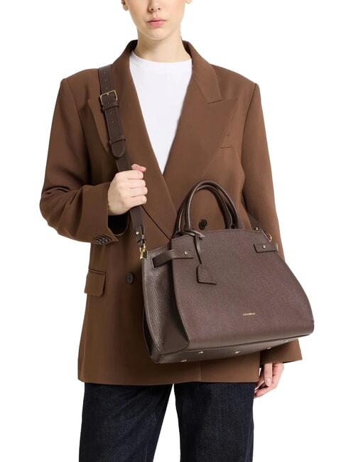 KLICHE Sac à main en cuir avec bandoulière fondant marron - Sacs pour Femme