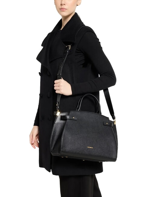 KLICHE Sac à main en cuir avec bandoulière Noir - Sacs pour Femme