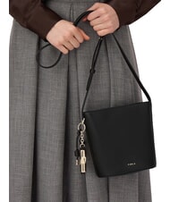 FURLA ROXIE Sac seau bandoulière en cuir Ares Noir - Sacs pour Femme - 5